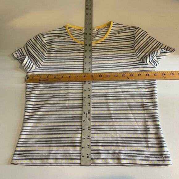 Vintage St John T Shirt Womens P Petite Sport Marie Gray Striped Dotted Crop Tee - Picture 9 of 15